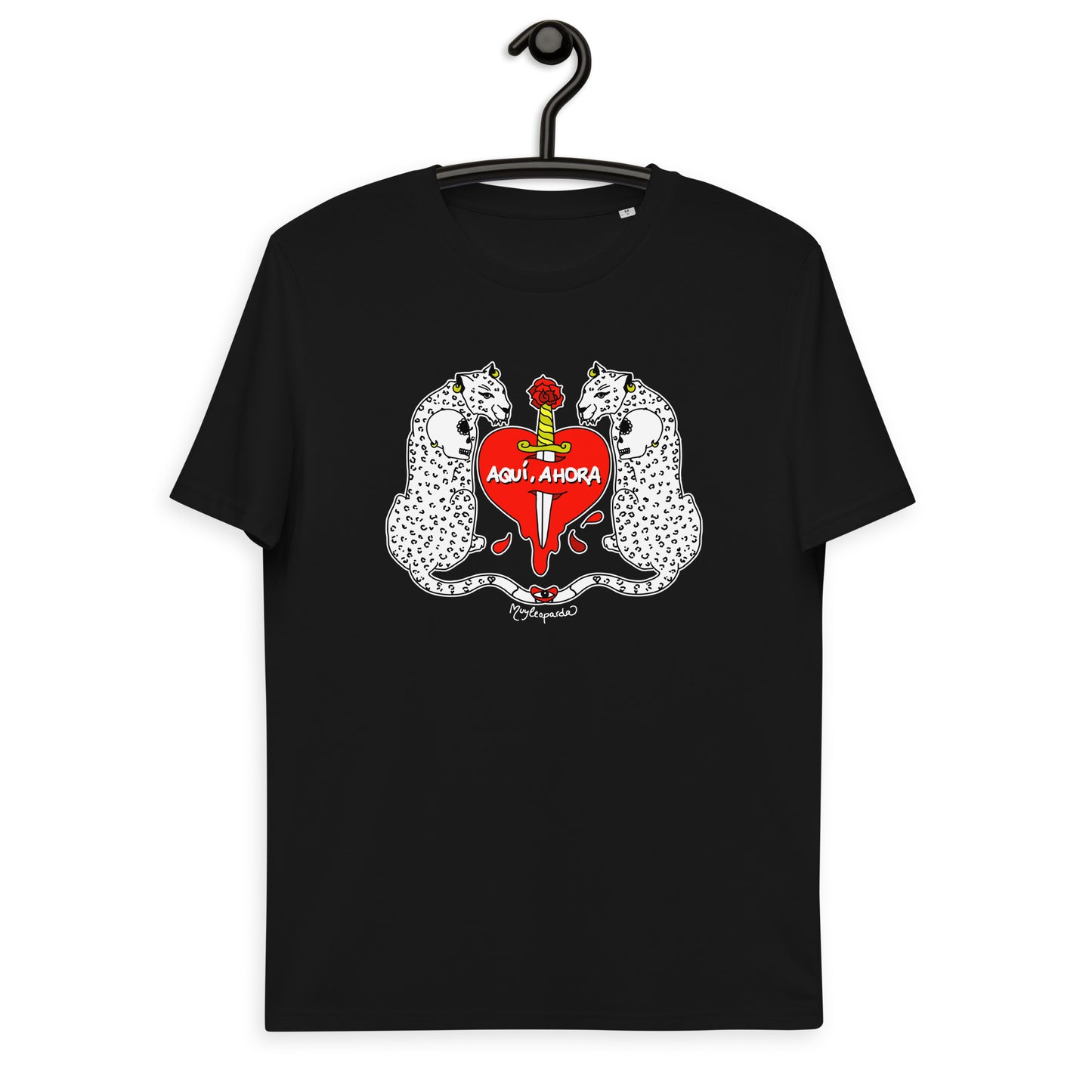 Camiseta de algodón orgánico unisex Aquí, Ahora